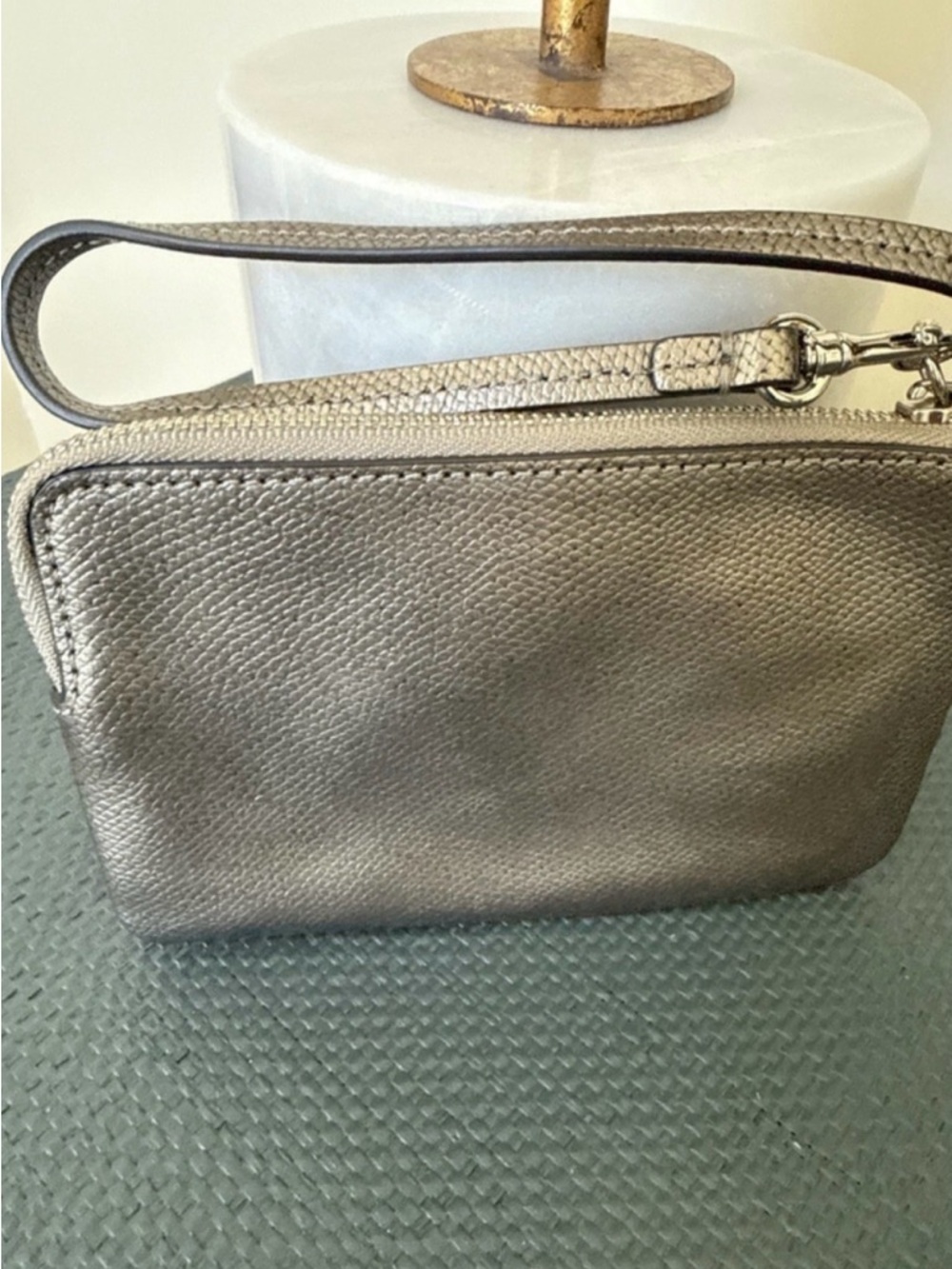 COACH Metallic Silver Leather Wristlet - Picture 7 of 12